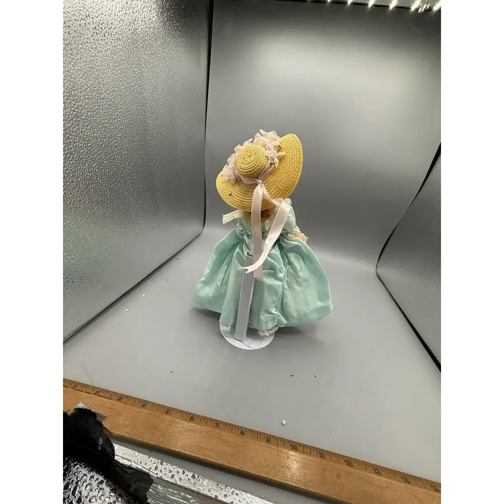 Vintage Madame Alexander “Gigi” Doll Aqua Lace Dress Yellow Hat Tagged